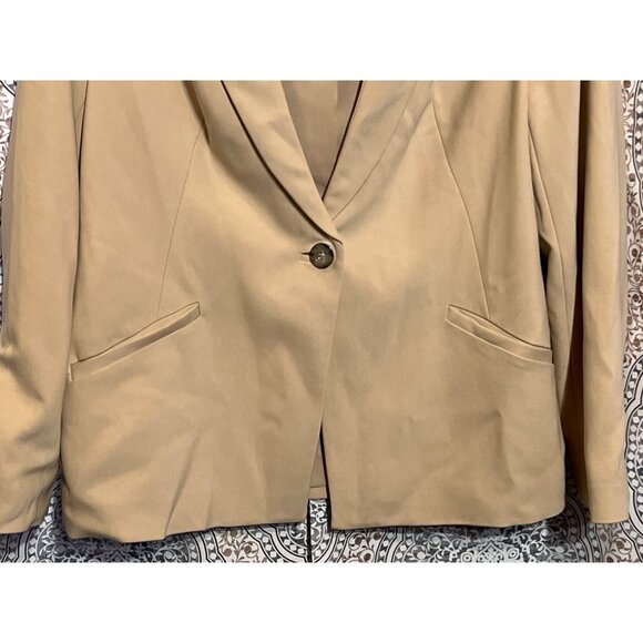 Chicos Black Label Womens Blazer Size 1 US 8/10 Tan Single Button - Picture 3 of 10